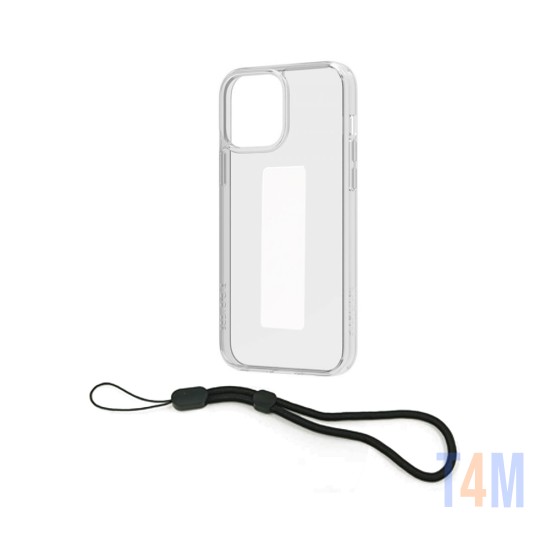 TRANSPARENT SILICON CASE WITH MULTIFUNCTION WHITE STRAP FOR APPLE IPHONE 13 PRO